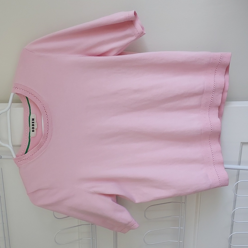 Boden Pink Catriona Crew T-Shirt Sweater Cotten Size Medium Short Sleeve